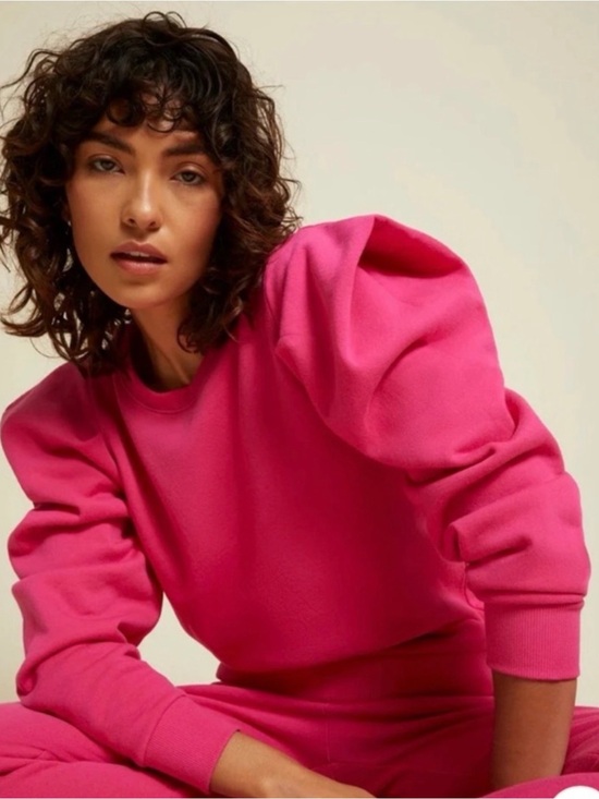 Nation LTD Tops - Nation LTD Joss Sweatshirt Barbie Pink Draped Sleeves Cotton Casual Comfy Lg